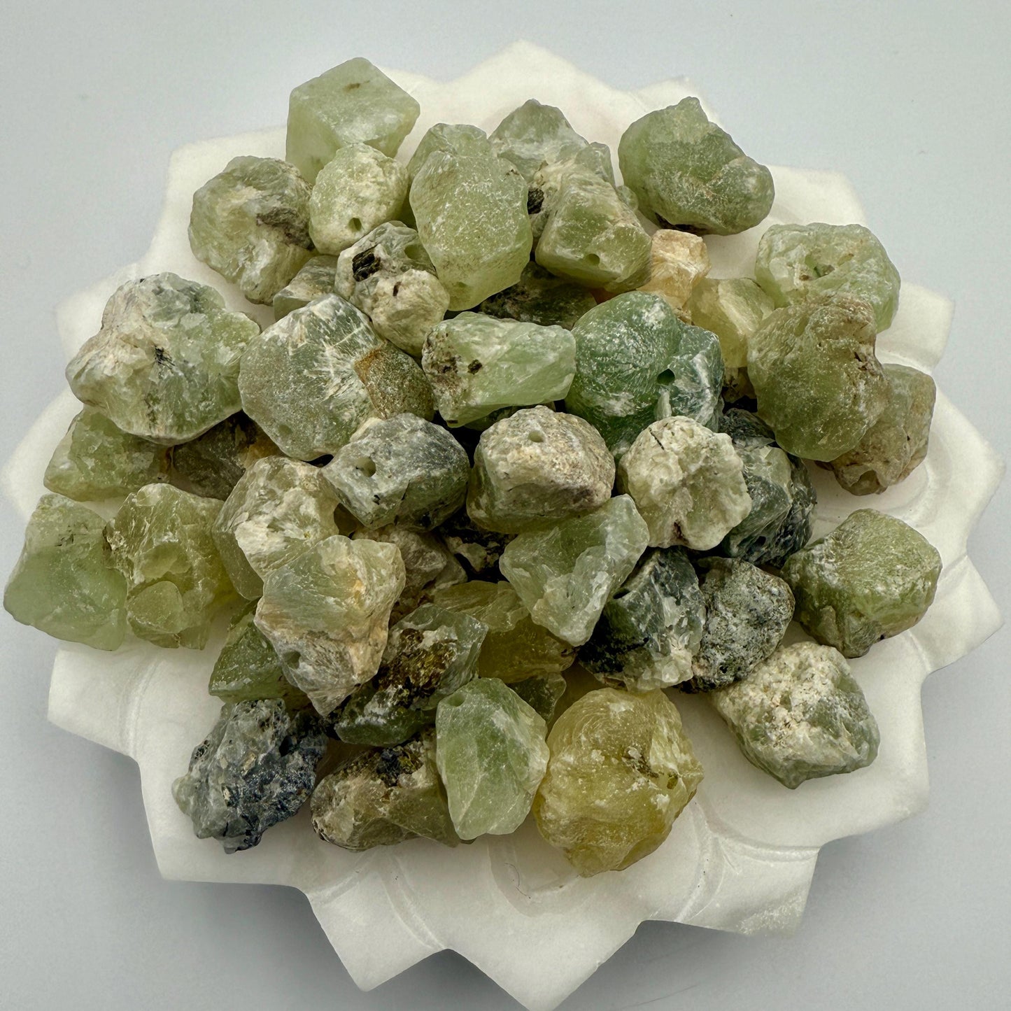 Raw Prehnite Beads: Natural Green Gemstone Nuggets for Jewelry Making
