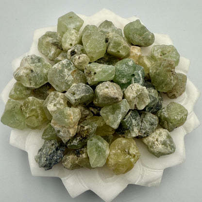 Raw Prehnite Beads: Natural Green Gemstone Nuggets for Jewelry Making