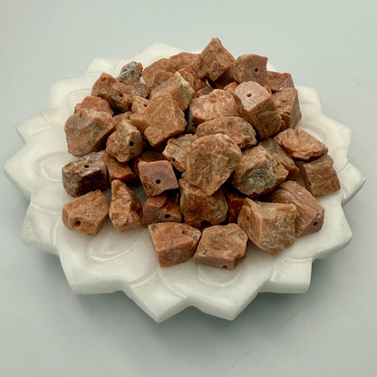 Raw Sunstone Beads: Peach Orange Crystal Nuggets for Jewelry Making
