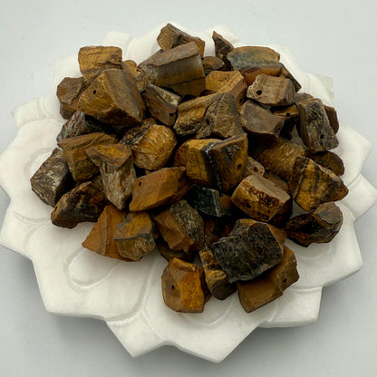 Raw Tiger Eye Beads: Golden Brown Gemstone Nuggets, Pre-Drilled