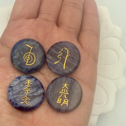Sodalite Reiki Healing Stone Set: Hand Engraved Metaphysical Energy Healing Crystal | Shazu.com