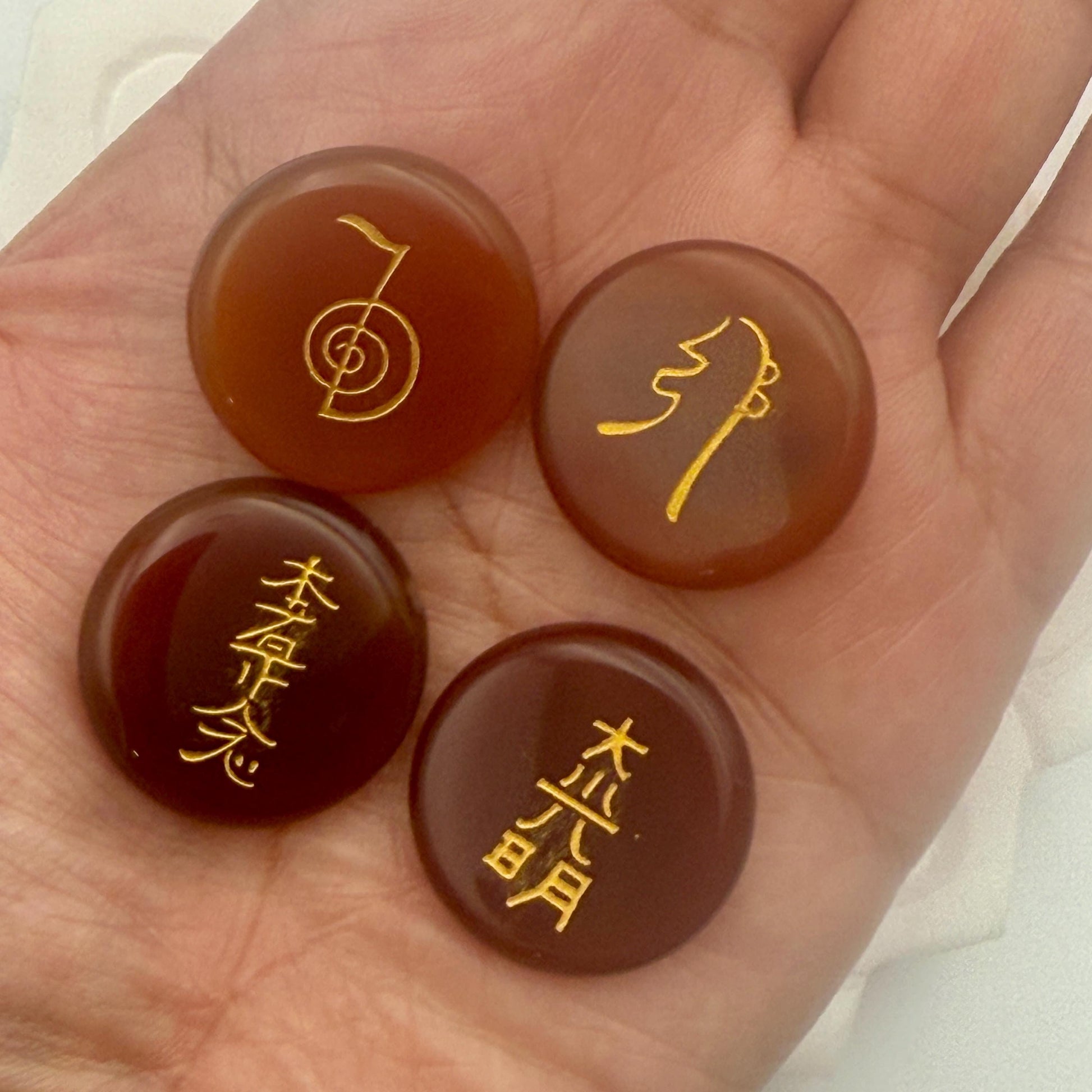 Carnelian Reiki Healing Stone Set: Hand Engraved Metaphysical Energy Healing Crystal | Shazu.com