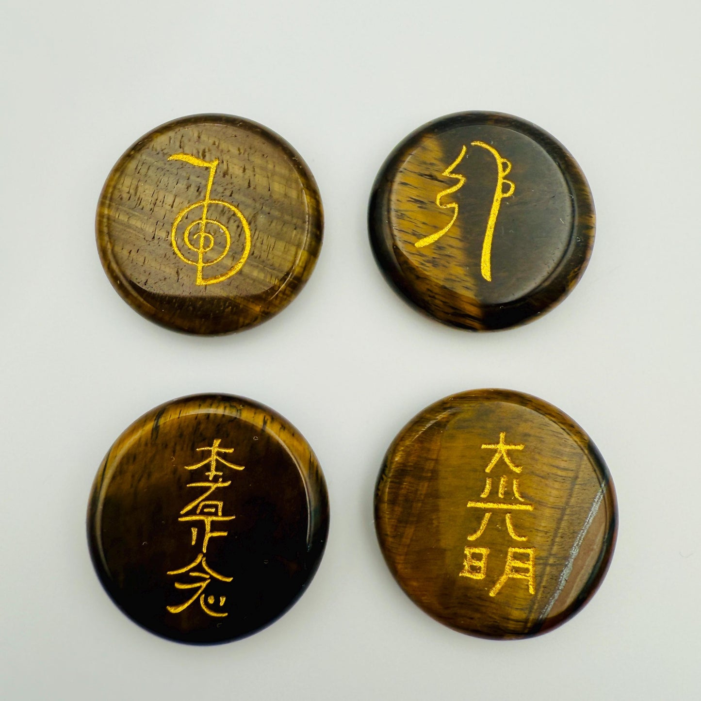 Tiger Eye Reiki Healing Stone Set: Hand Engraved Metaphysical Energy Healing Crystal | Shazu.com