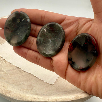African Bloodstone Worry Stone – Grounding Palm Stone