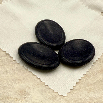 Blue Goldstone Worry Stone – Oval Palm Crystal, Confidence Gift