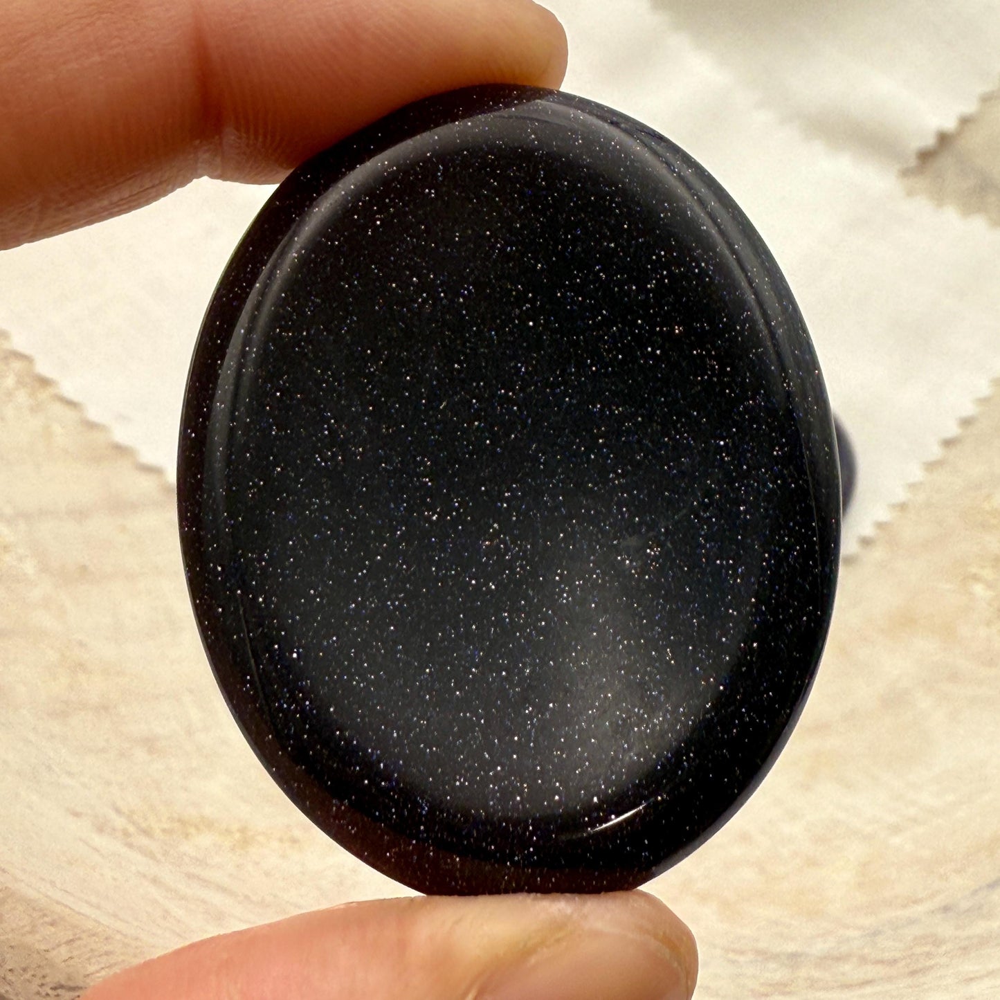 Blue Goldstone Worry Stone – Oval Palm Crystal, Confidence Gift