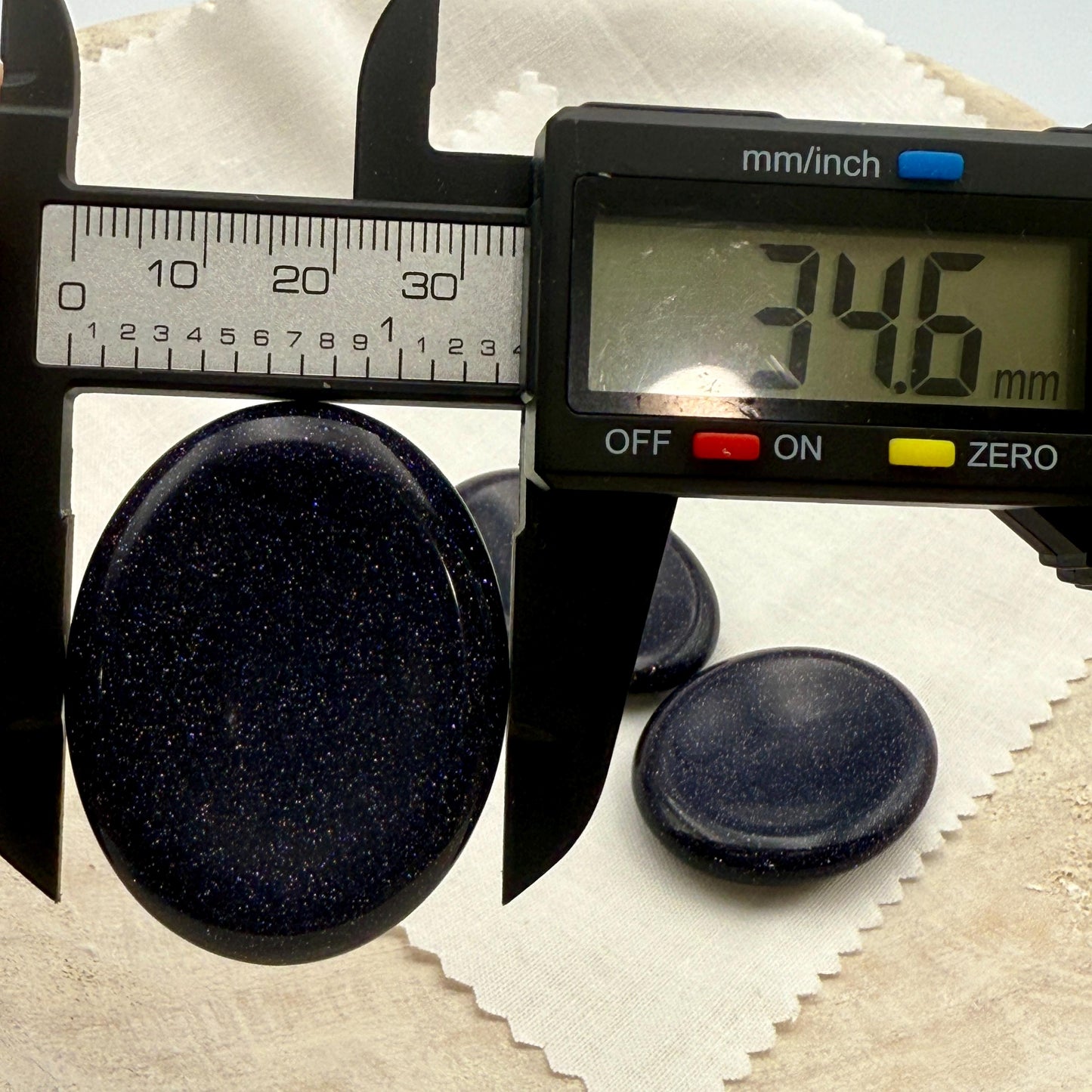 Blue Goldstone Worry Stone – Oval Palm Crystal, Confidence Gift