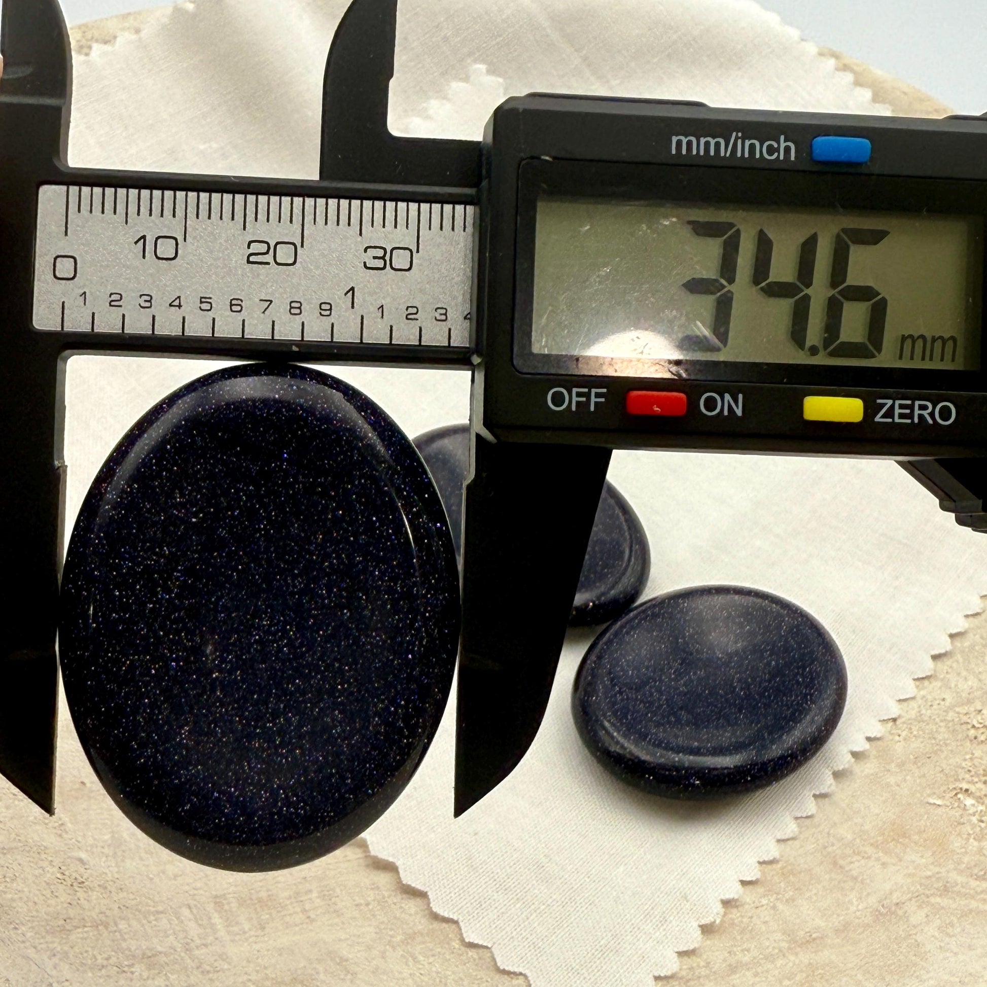 Blue Goldstone Worry Stone – Oval Palm Crystal, Confidence Gift