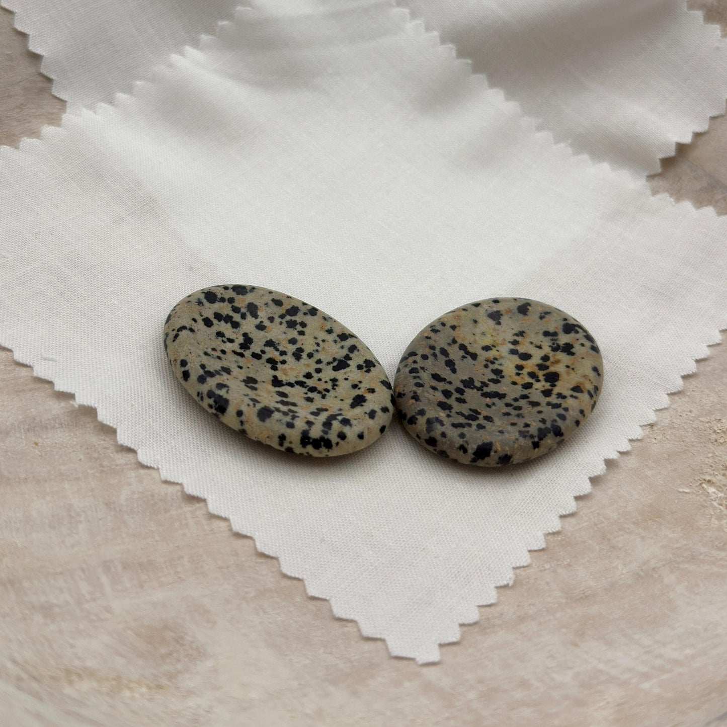 Dalmatian Jasper Worry Stone – Oval Palm Crystal, Grounding Energy