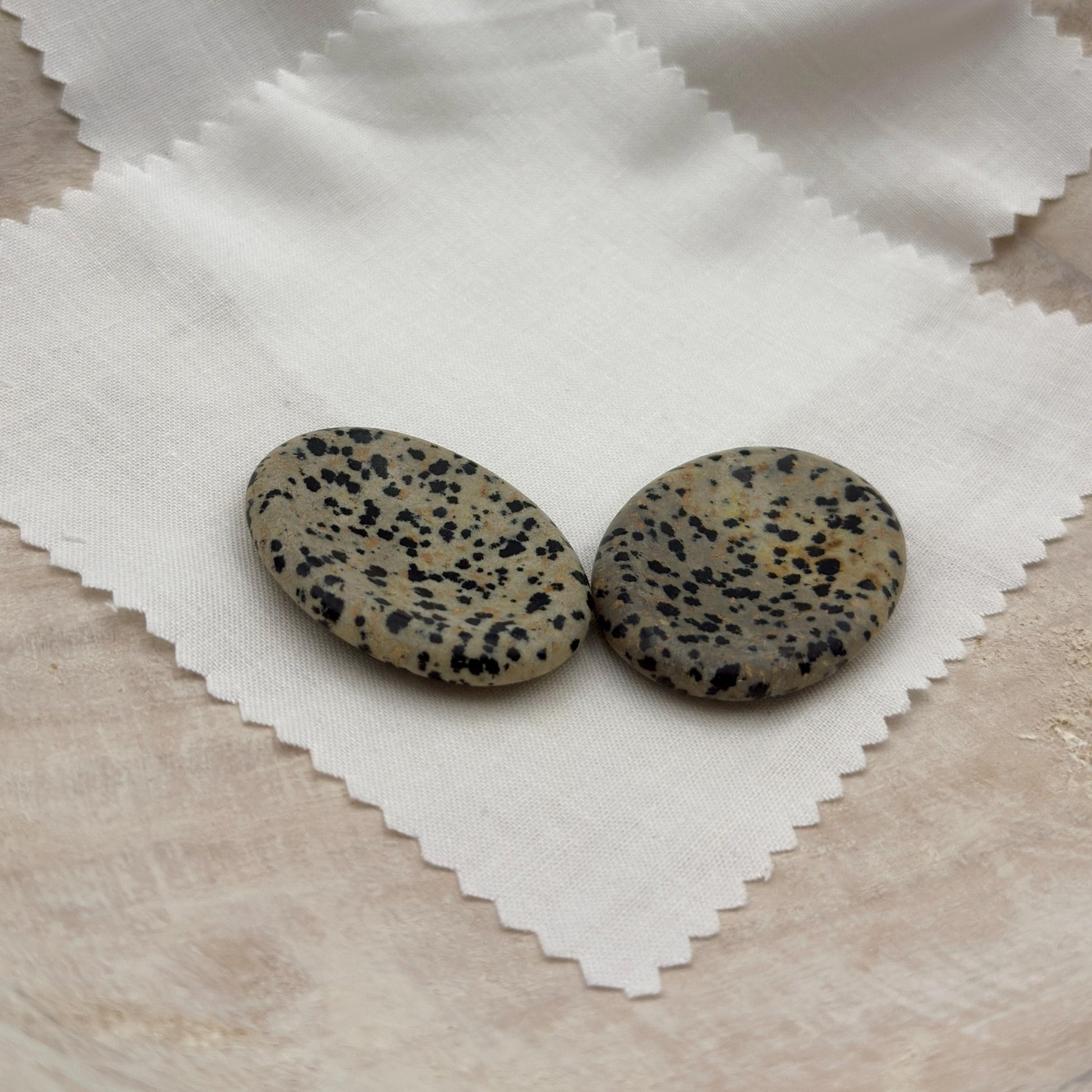 Dalmatian Jasper Worry Stone – Oval Palm Crystal, Grounding Energy