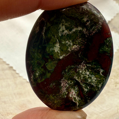 Dragon Blood Stone Worry Stone – Natural Palm Stone, Polished Pocket Crystal