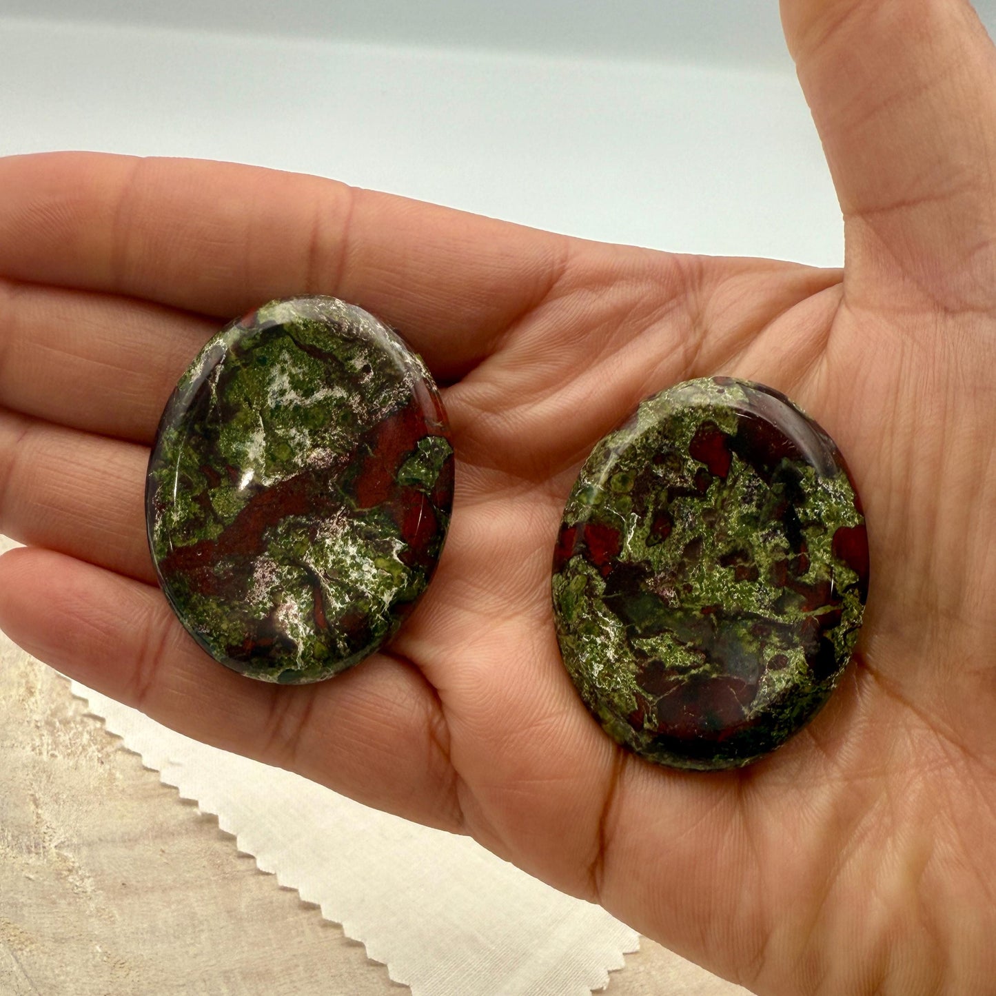 Dragon Blood Stone Worry Stone – Natural Palm Stone, Polished Pocket Crystal