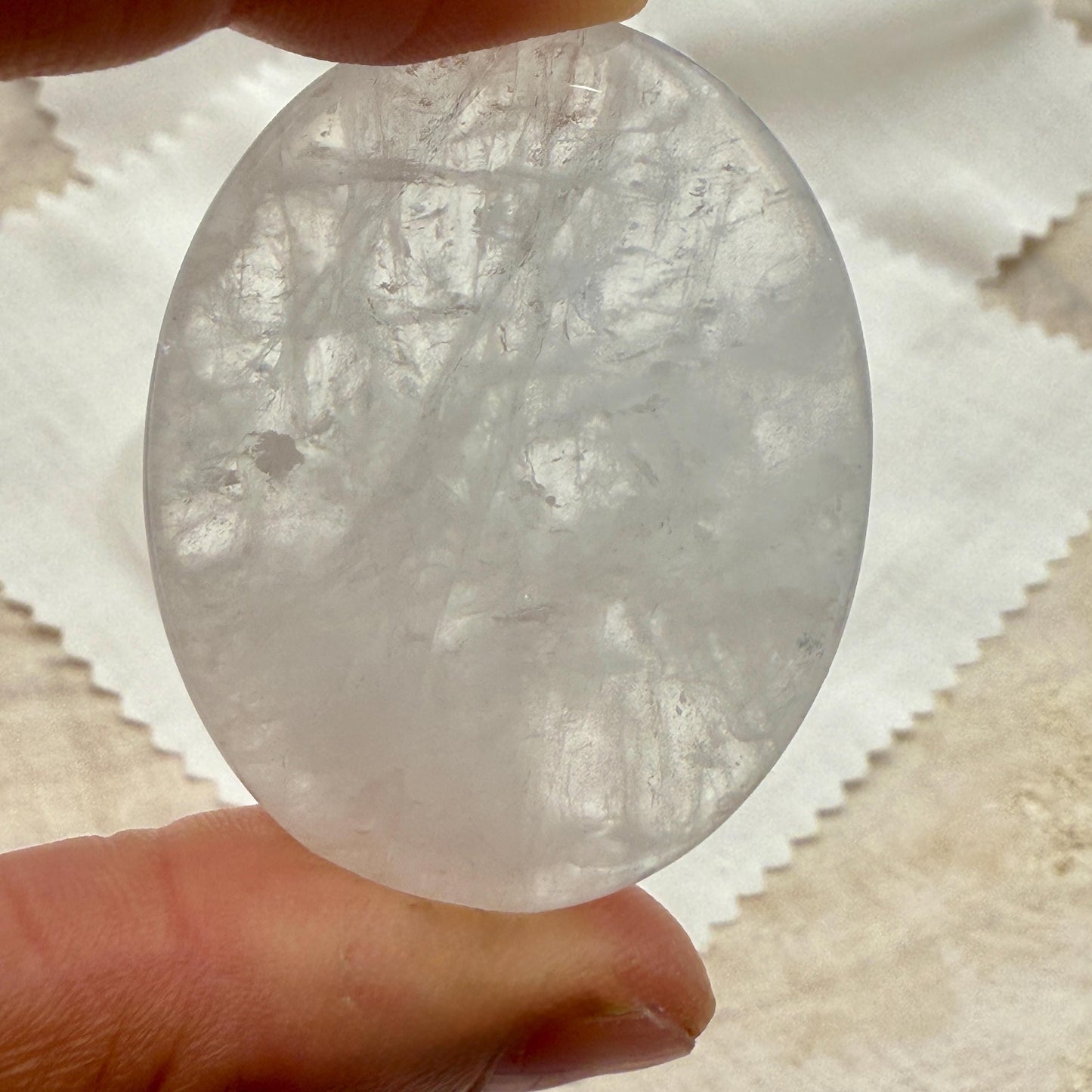 Himalayan Crystal Quartz Worry Stone – Palm Healing Stone