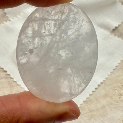 Himalayan Crystal Quartz Worry Stone – Palm Healing Stone
