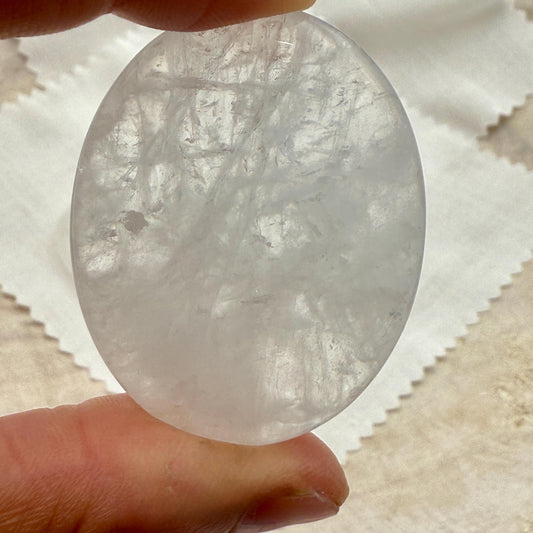 Himalayan Crystal Quartz Worry Stone – Palm Healing Stone