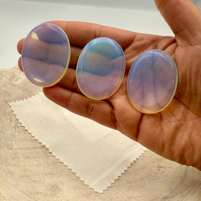 Opalite Worry Stone – Smooth Palm Stone, Metaphysical Crystal