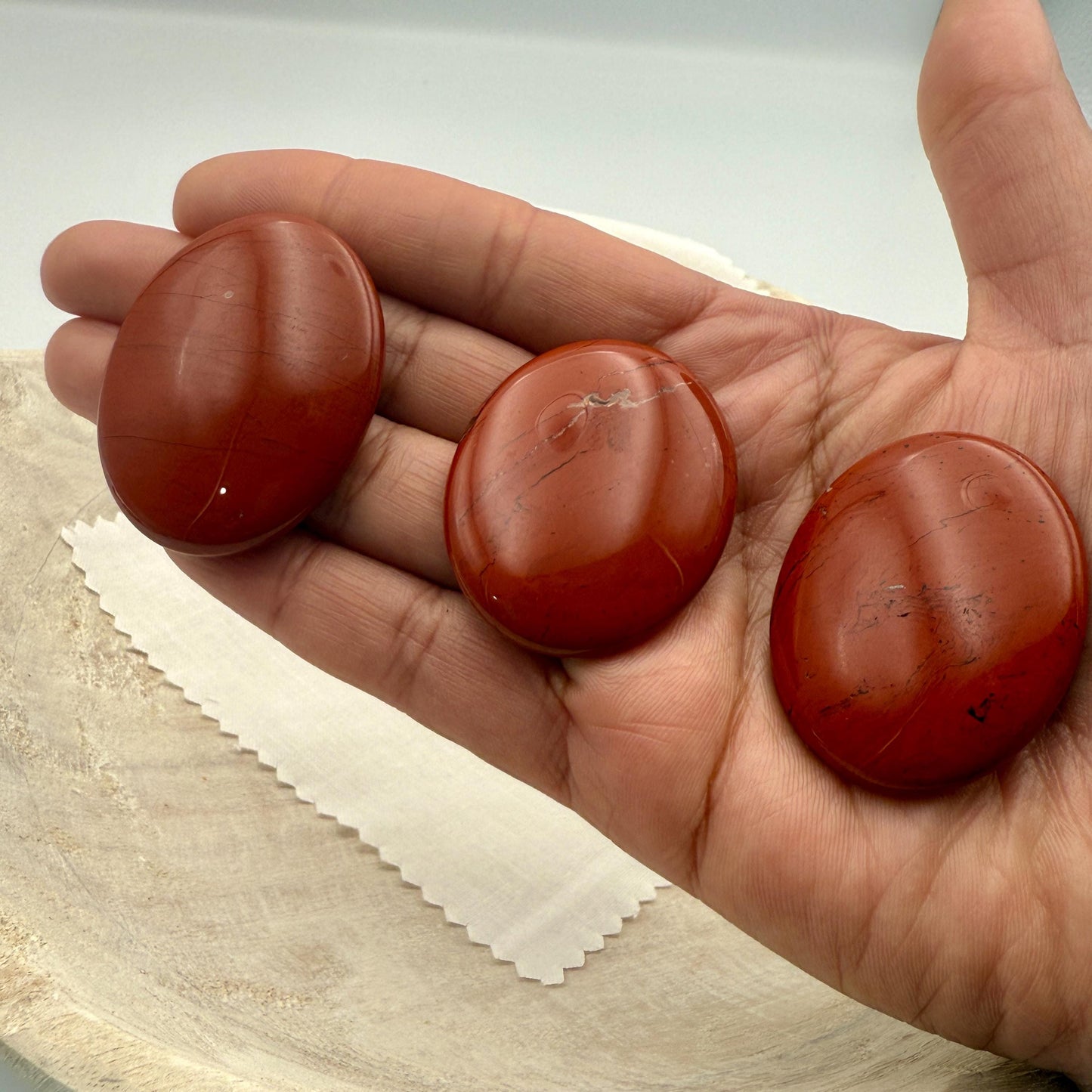Red Jasper Worry Stone – Oval Palm Crystal, Grounding Energy
