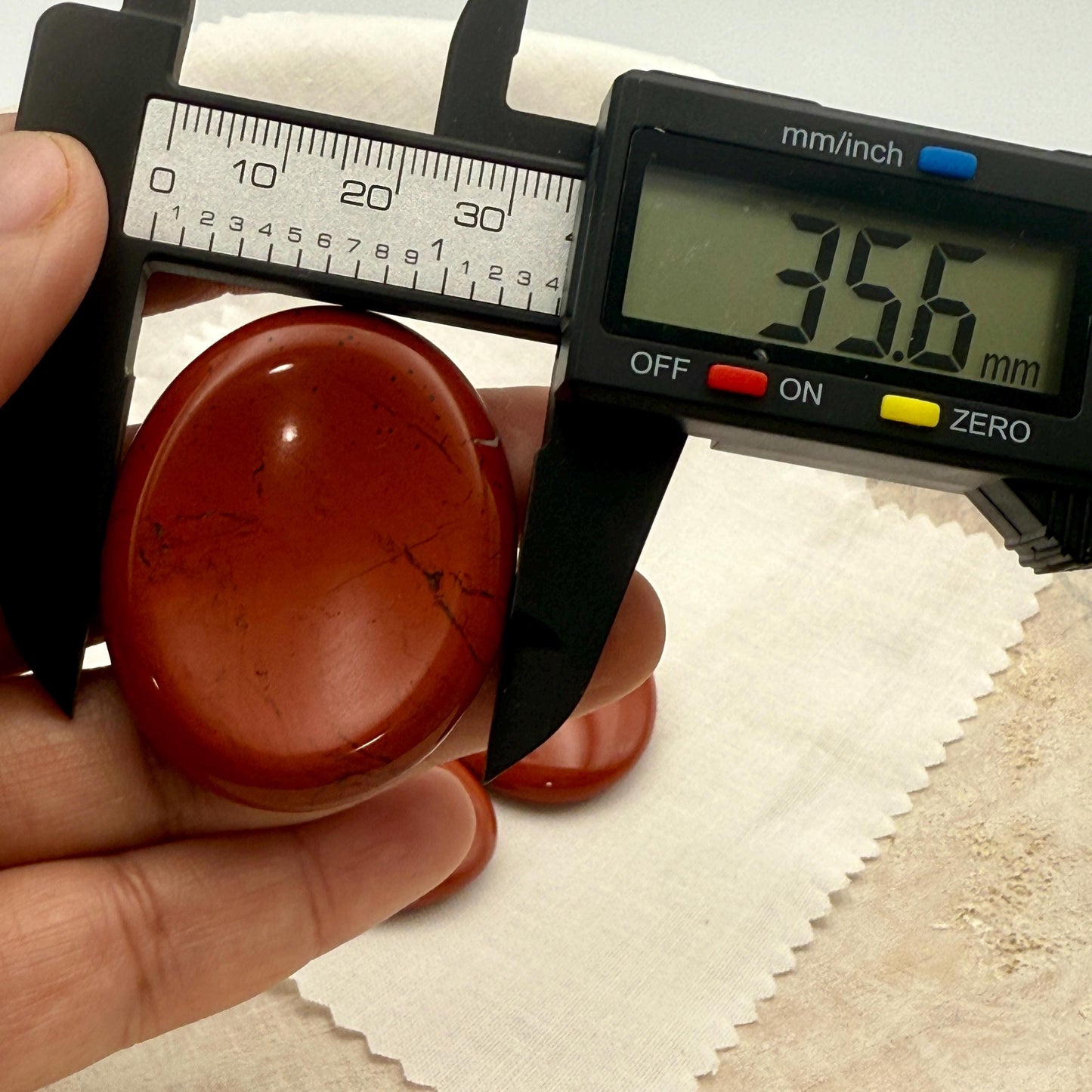 Red Jasper Worry Stone – Oval Palm Crystal, Grounding Energy