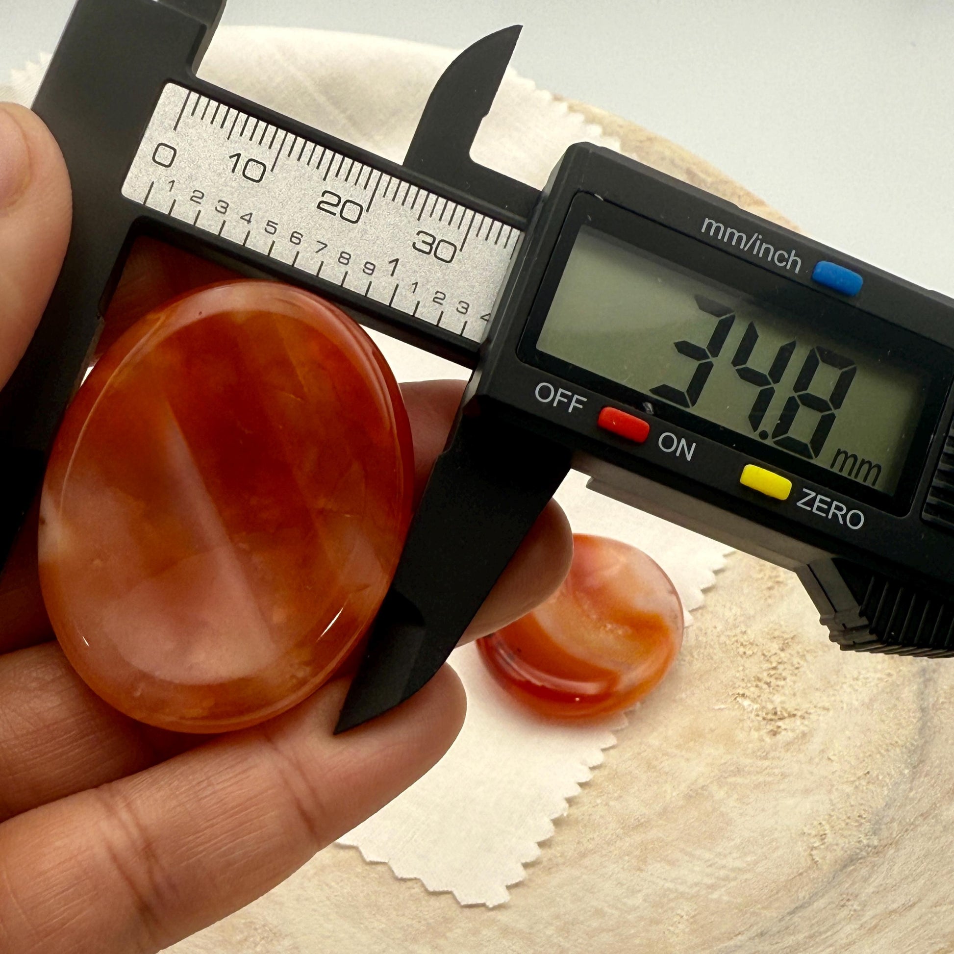 Red Orange Carnelian Worry Stone – Oval Palm Crystal, Motivation & Creativity