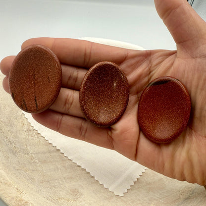 Red Goldstone Worry Stone – Oval Palm Crystal, Confidence Gift