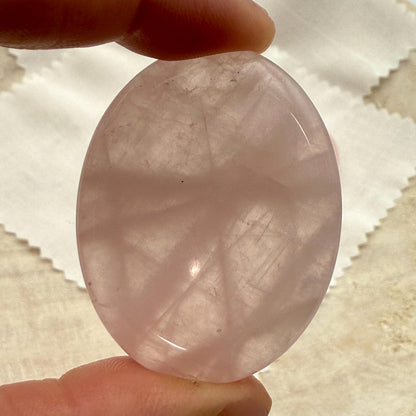 Rose Quartz Worry Stone – Heart Chakra Healing Palm Stone