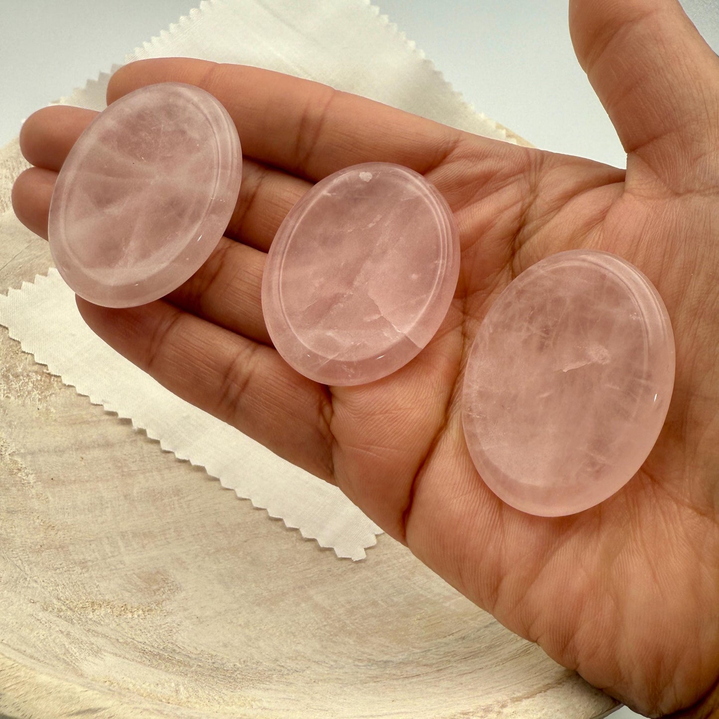 Rose Quartz Worry Stone – Heart Chakra Healing Palm Stone