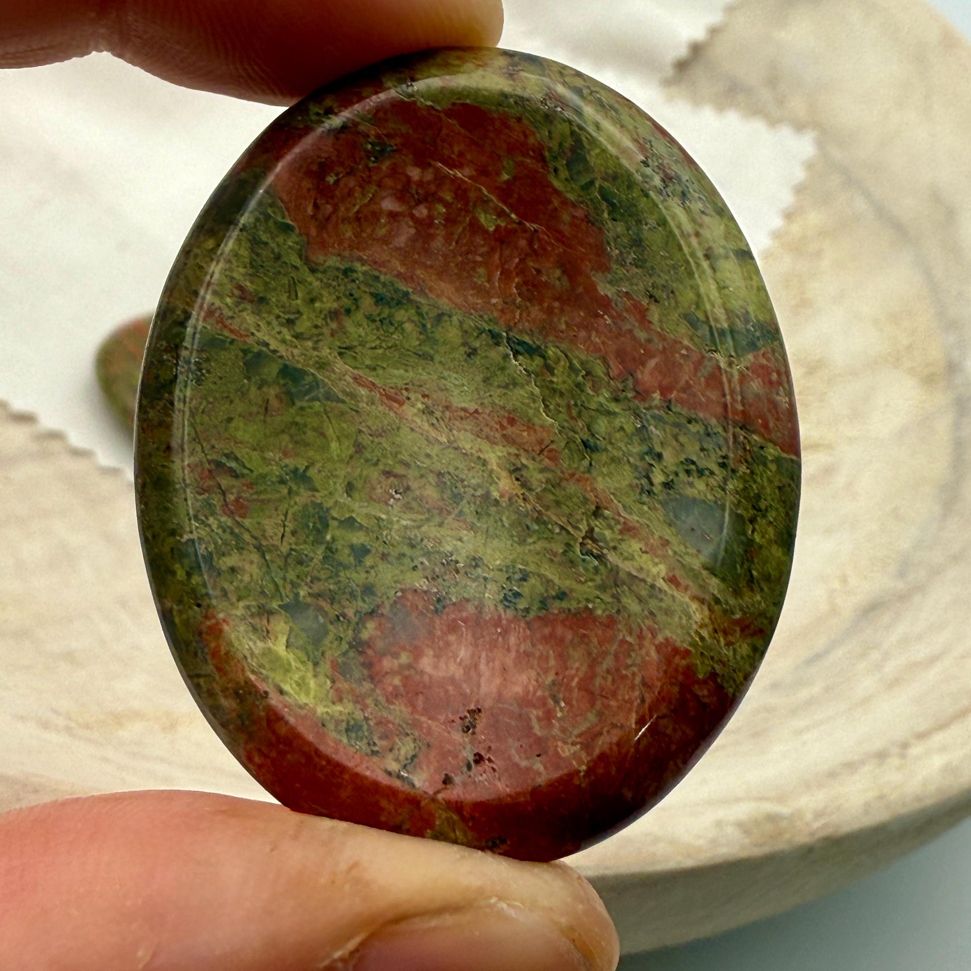 Unakite Worry Stone – Oval Palm Crystal for Healing