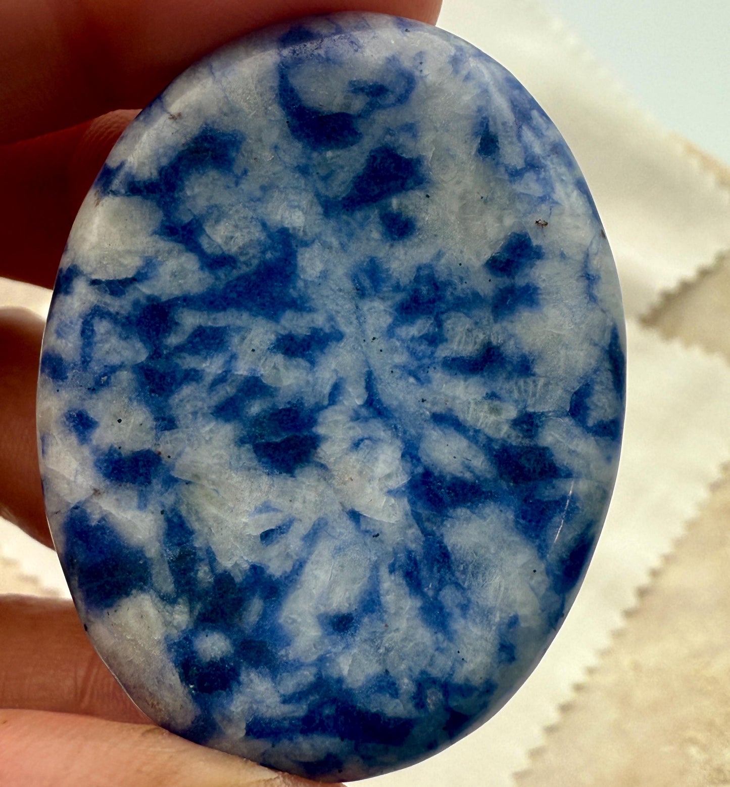 Blue Jasper Worry Stone – Oval Palm Crystal, Calm & Focus