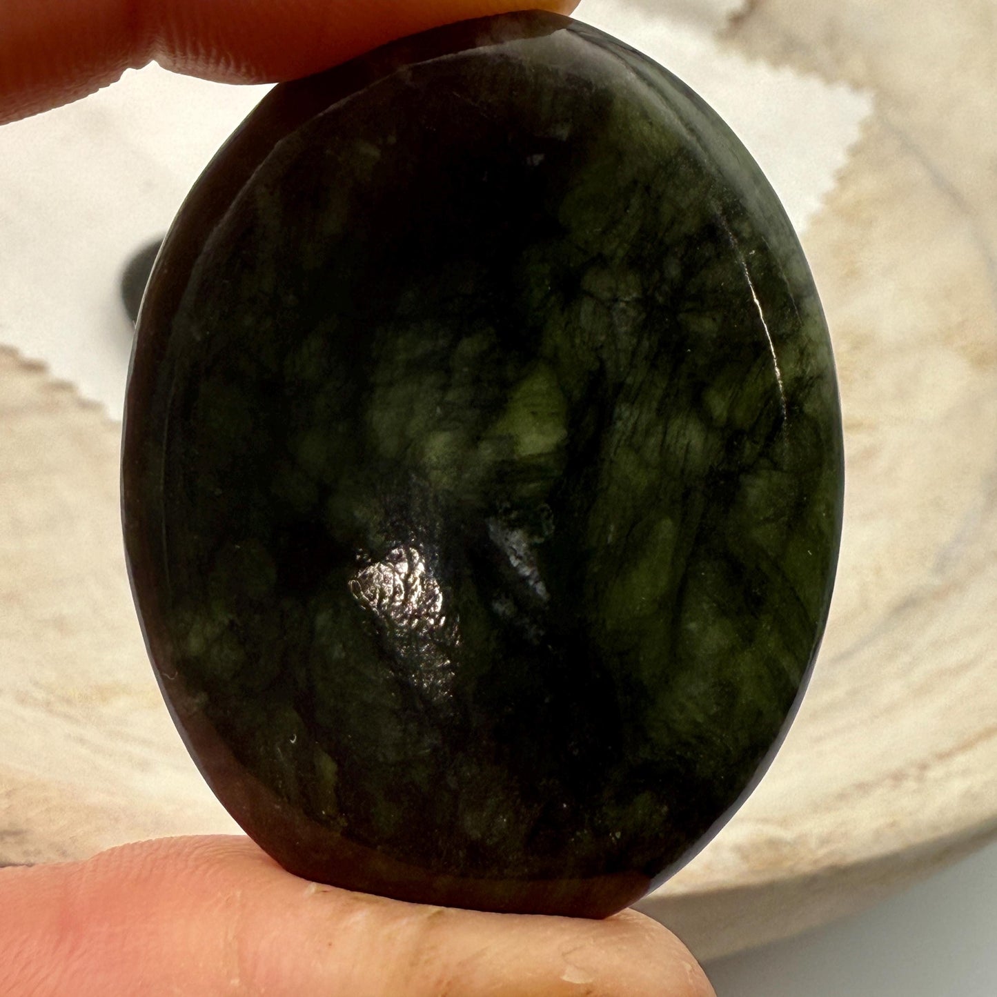 Green Nephrite Jade Worry Stone – Harmony Palm Crystal