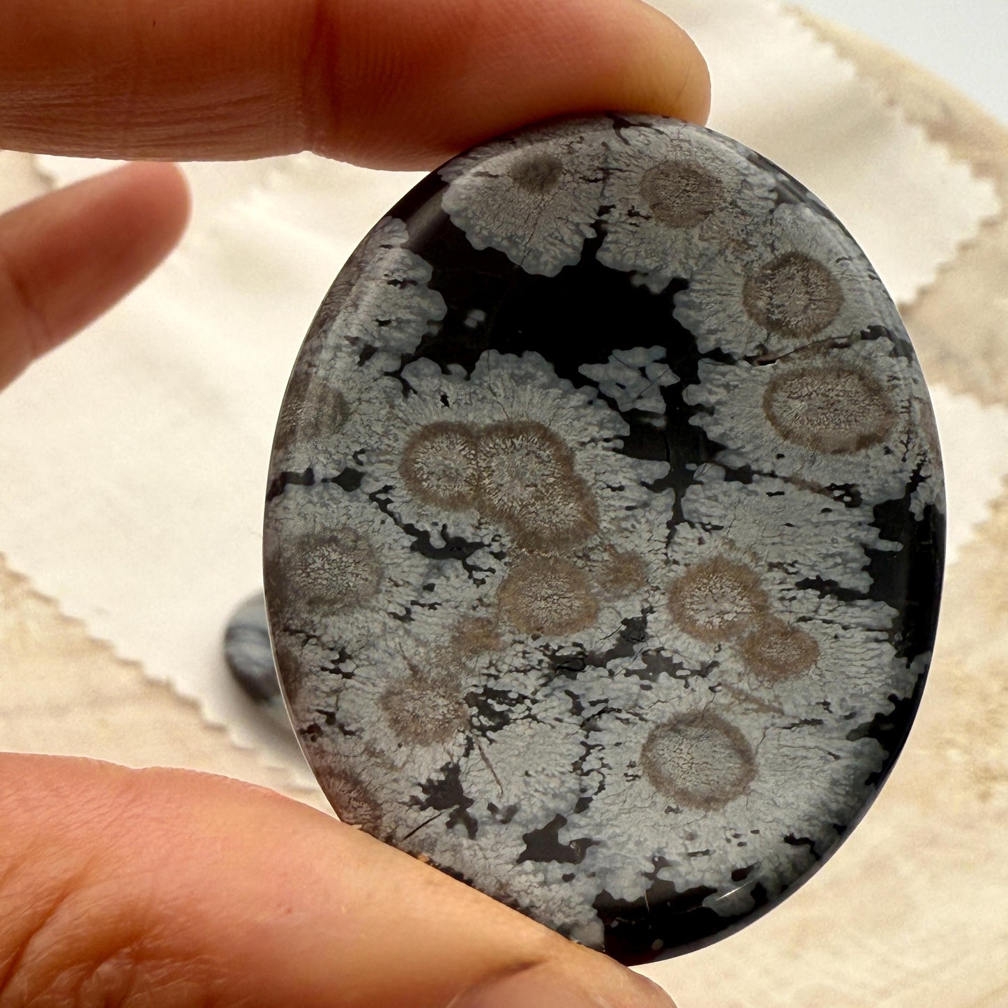 Snowflake Obsidian Worry Stone – Polished Palm Crystal, Metaphysical Gift