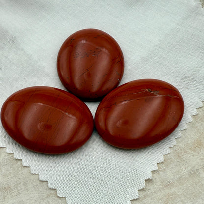 Red Jasper Worry Stone – Oval Palm Crystal, Grounding Energy