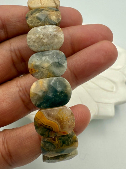 Crazy Agate Bracelet 15MM Oval Beads – Natural Stone for Joy, Balance & Emotional Healing