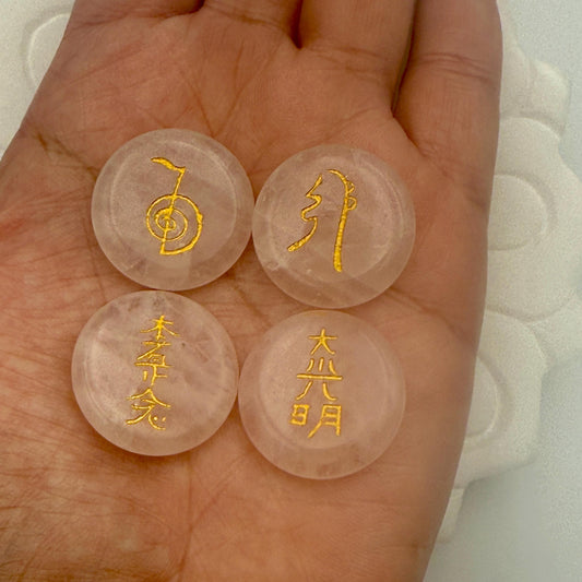Rose Quartz Reiki Healing Stone Set: Hand Engraved Metaphysical Energy Healing Crystal | Shazu.com