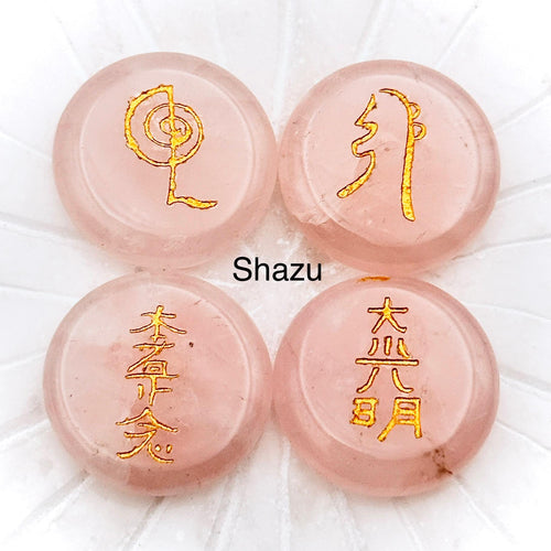 Rose Quartz Reiki Healing Stone Set: Hand Engraved Metaphysical Energy Healing Crystal | Shazu.com