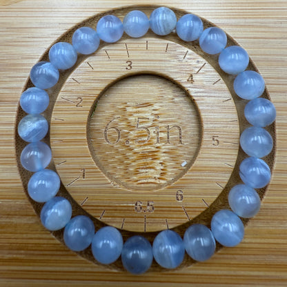 AAA Blue Lace Agate Bracelet - Stone of Calm Communication, 8mm Beads