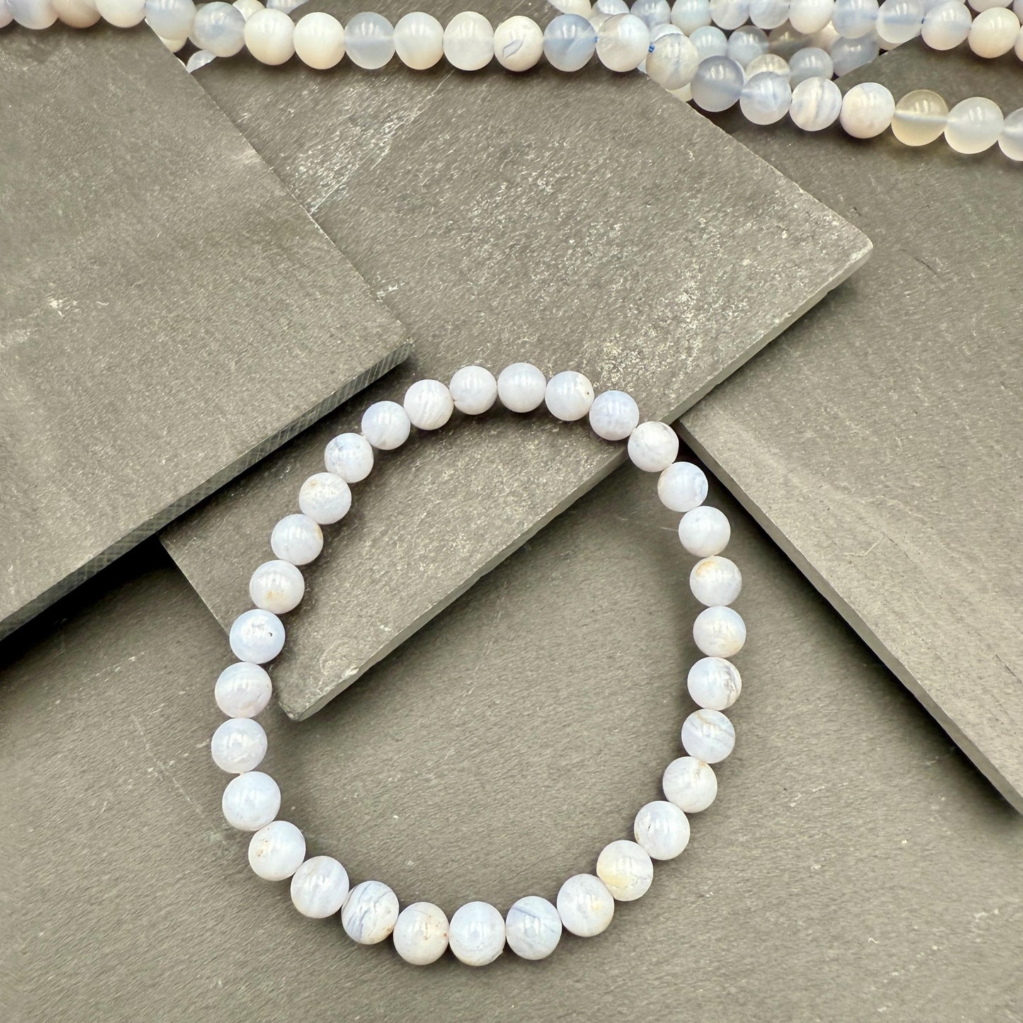 AAA Blue Lace Agate Bracelet - Stone of Calm, 6mm Beads
