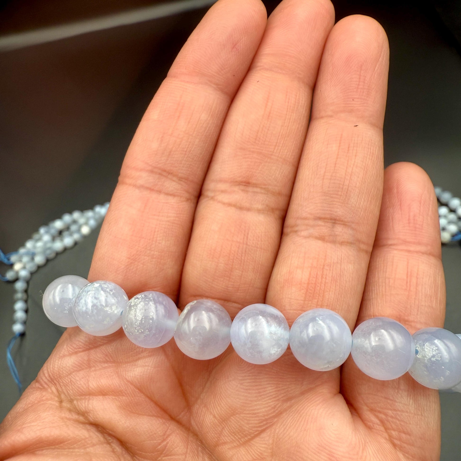 AAA Blue Lace Agate Bracelet - Calm Communication Stone, 10mm Beads
