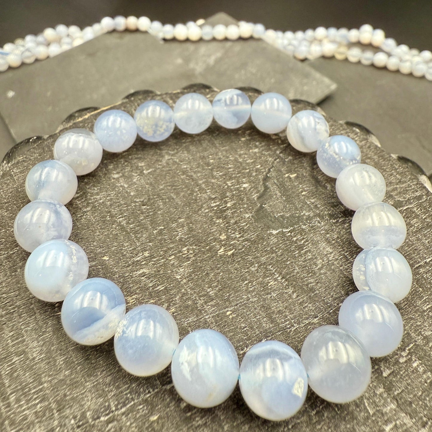 AAA Blue Lace Agate Bracelet - Calm Communication Stone, 10mm Beads