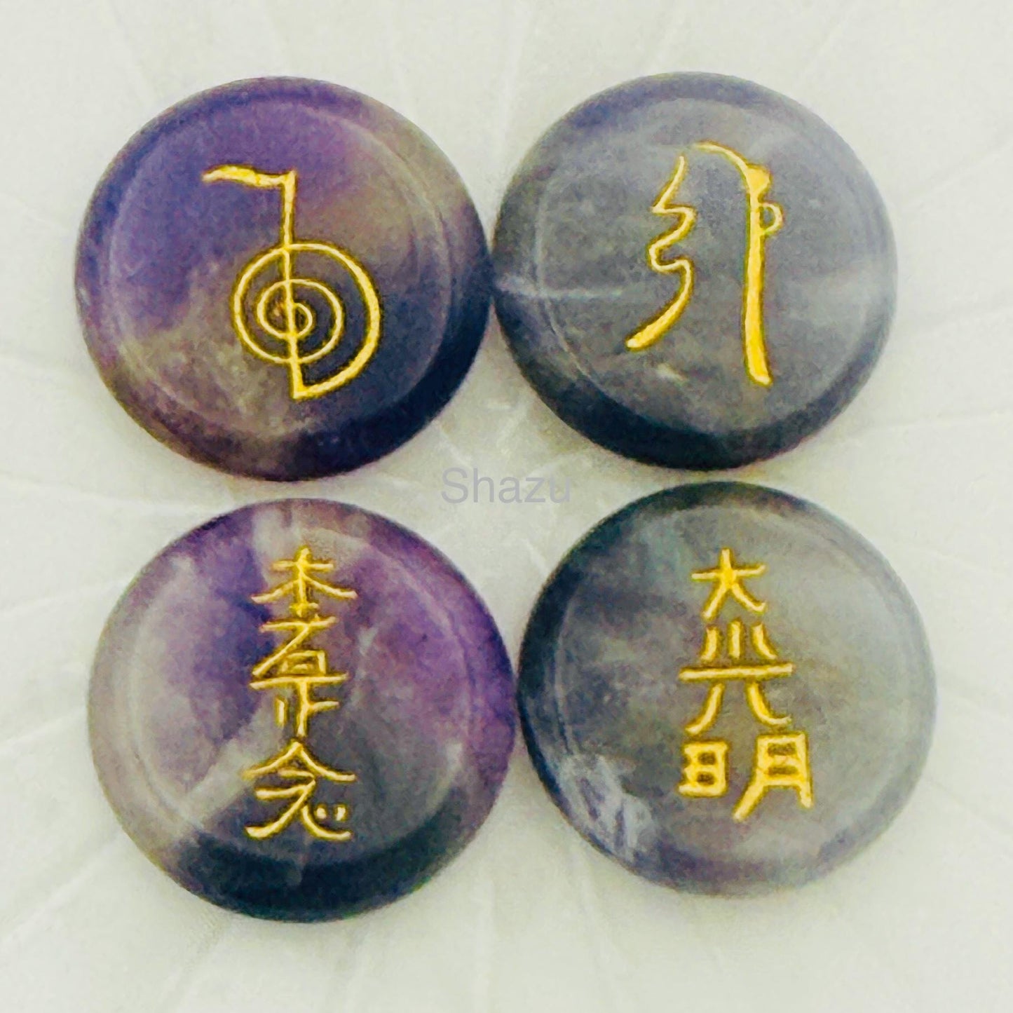 Amethyst Reiki Healing Stone Set: Hand Engraved Metaphysical Energy Healing Crystal | Shazu.com