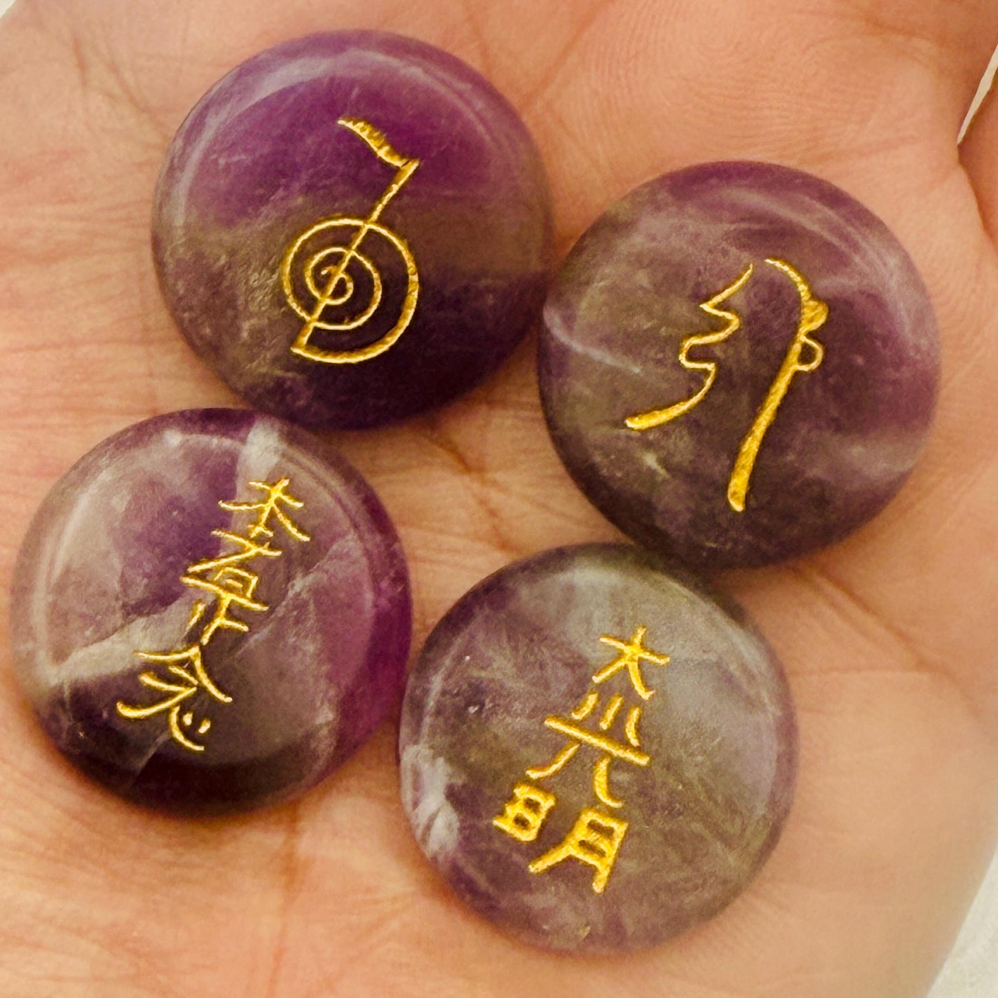 Amethyst Reiki Healing Stone Set: Hand Engraved Metaphysical Energy Healing Crystal | Shazu.com