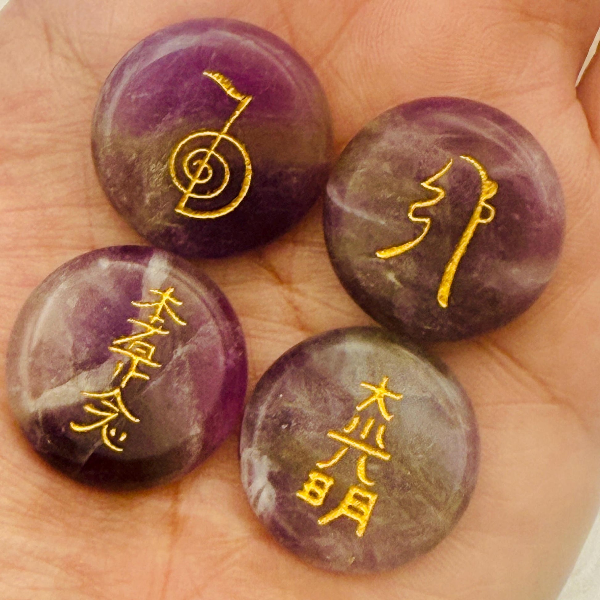 Amethyst Reiki Healing Stone Set: Hand Engraved Metaphysical Energy Healing Crystal | Shazu.com