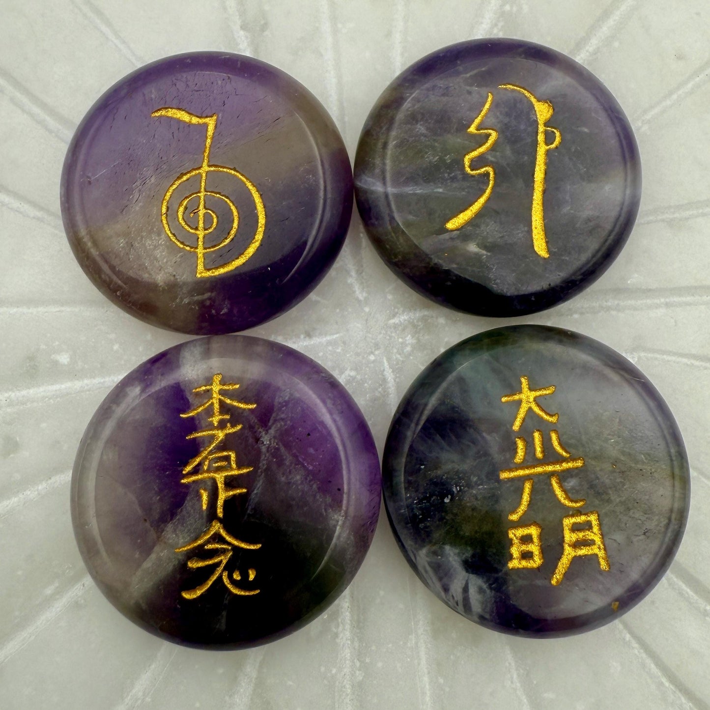 Amethyst Reiki Healing Stone Set: Hand Engraved Metaphysical Energy Healing Crystal | Shazu.com