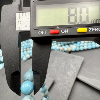AAA Larimar Bracelet - Natural 8mm Dominican Crystal March Birthstone