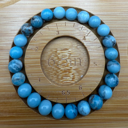 AAA Larimar Bracelet - Natural 8mm Dominican Crystal March Birthstone