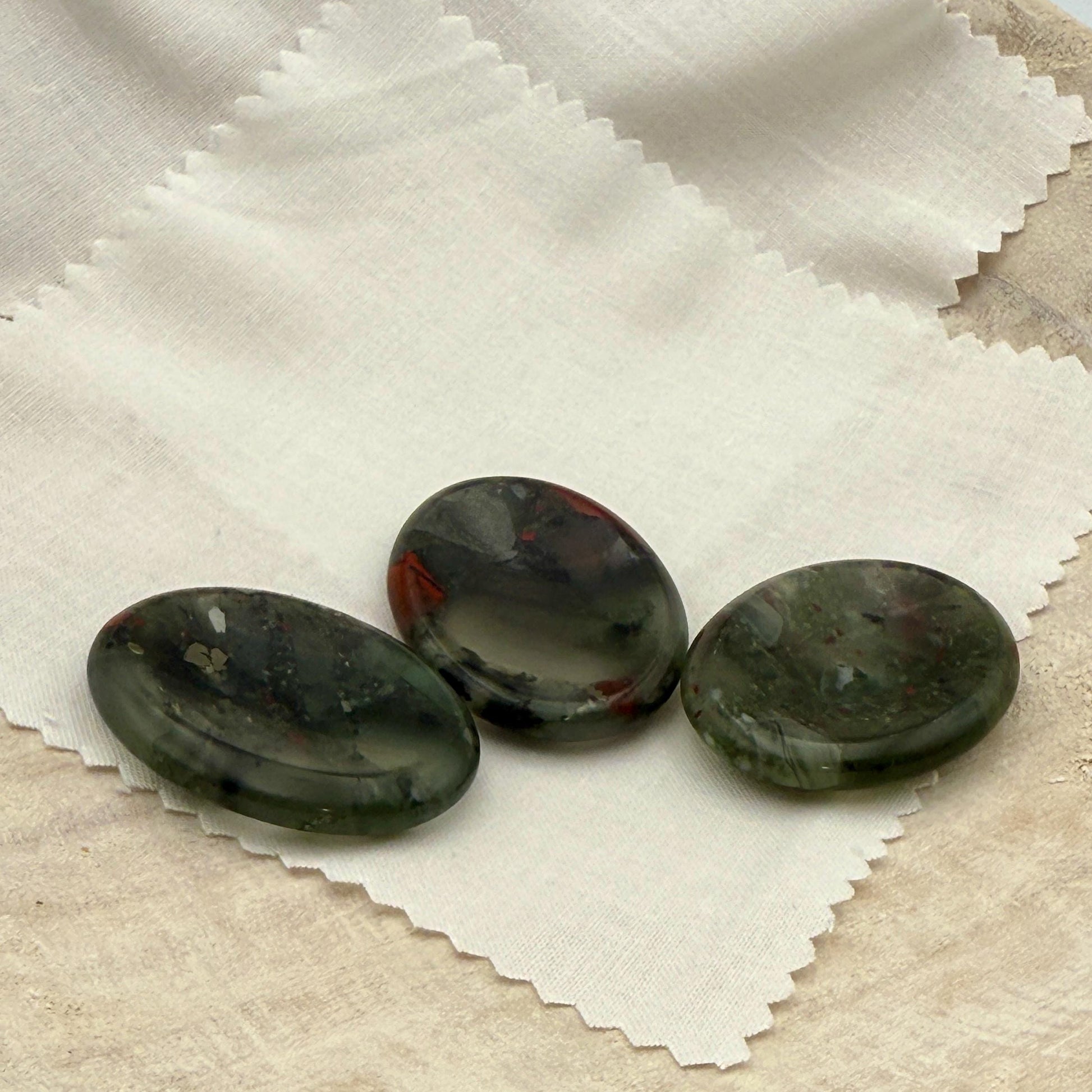 African Bloodstone Worry Stone – Grounding Palm Stone