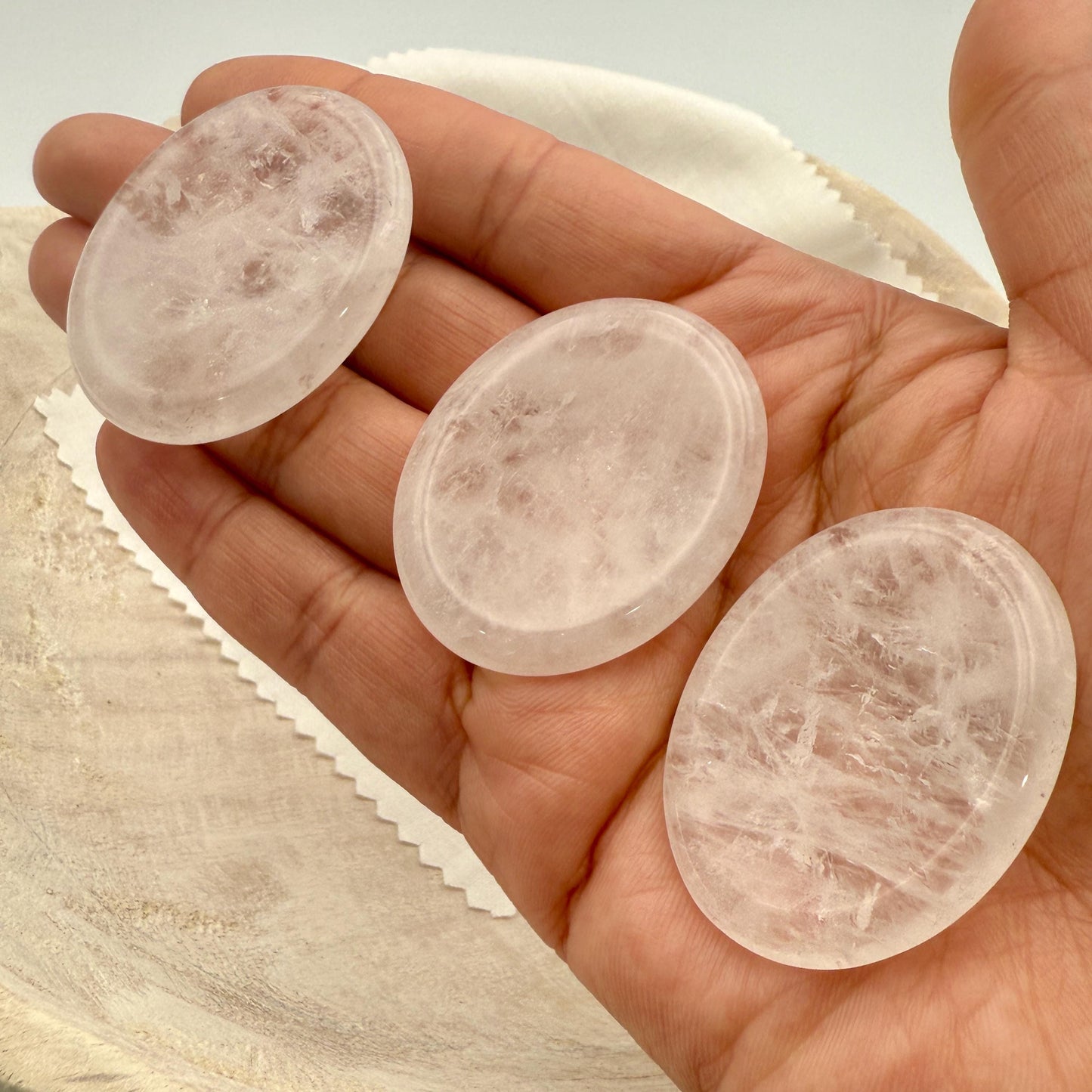 Himalayan Crystal Quartz Worry Stone – Palm Healing Stone