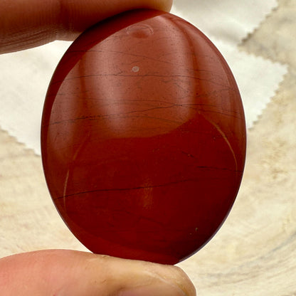 Red Jasper Worry Stone – Oval Palm Crystal, Grounding Energy