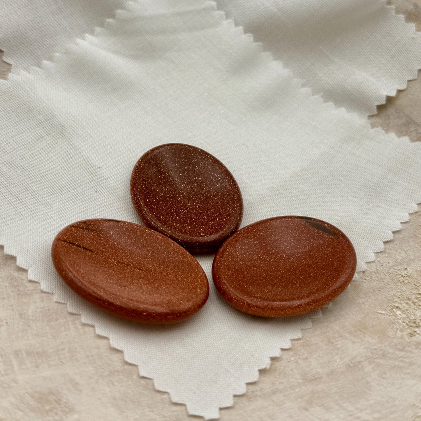 Red Goldstone Worry Stone – Oval Palm Crystal, Confidence Gift
