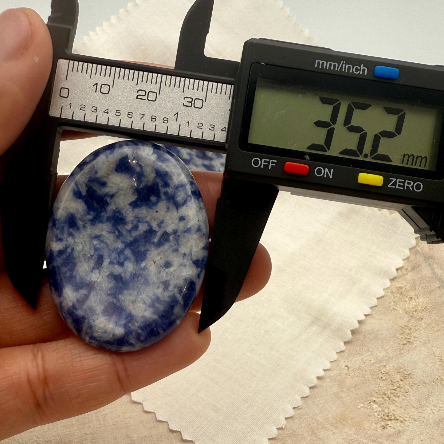 Blue Jasper Worry Stone – Oval Palm Crystal, Calm & Focus