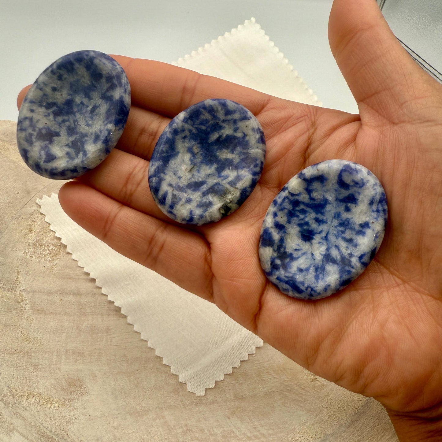 Blue Jasper Worry Stone – Oval Palm Crystal, Calm & Focus